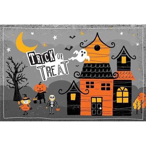 Trick or Treat Black Modern Wood Framed Art Print by ND Art