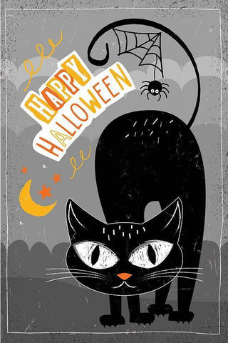 Happy Halloween Black Ornate Wood Framed Art Print with Double Matting by ND Art