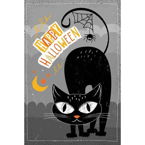 Happy Halloween Black Modern Wood Framed Art Print by ND Art