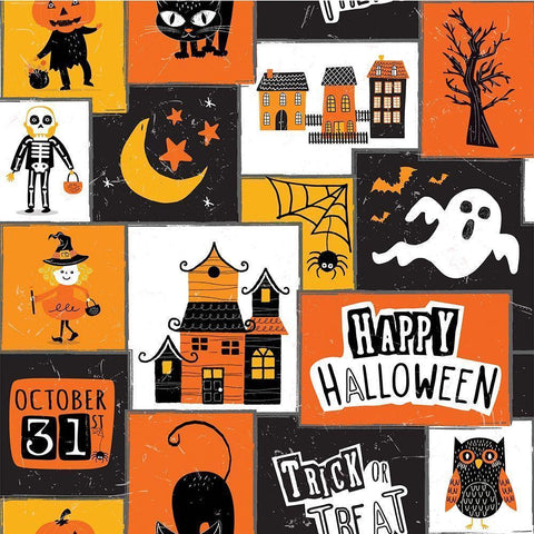 Halloween Pattern I Gold Ornate Wood Framed Art Print with Double Matting by ND Art