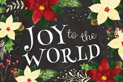Joy to the World Black Ornate Wood Framed Art Print with Double Matting by ND Art