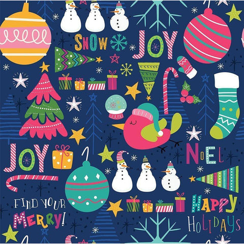 Holiday Joy Pattern IV Black Modern Wood Framed Art Print by ND Art
