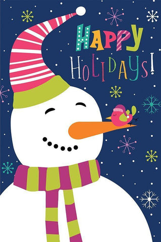Happy Holidays White Modern Wood Framed Art Print with Double Matting by ND Art