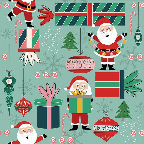 Happy Jolly Merry Pattern I Gold Ornate Wood Framed Art Print with Double Matting by ND Art