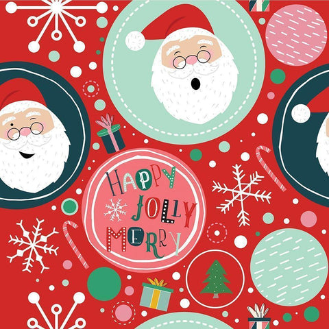 Happy Jolly Merry Pattern II Black Modern Wood Framed Art Print with Double Matting by ND Art