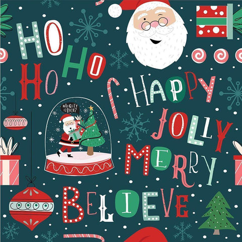 Happy Jolly Merry Pattern III White Modern Wood Framed Art Print by ND Art
