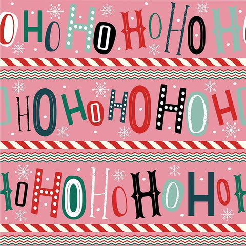 Happy Jolly Merry Pattern IV White Modern Wood Framed Art Print with Double Matting by ND Art