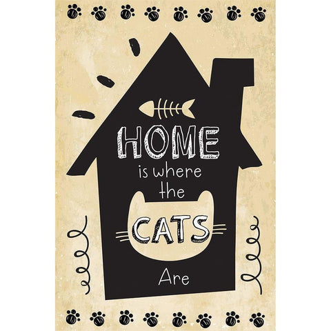 Home is Where the Cats Are White Modern Wood Framed Art Print by ND Art