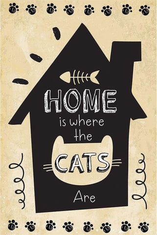 Home is Where the Cats Are Black Ornate Wood Framed Art Print with Double Matting by ND Art