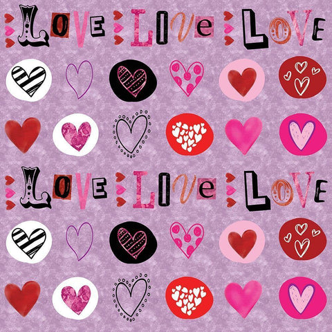Love Love Love Pattern III White Modern Wood Framed Art Print with Double Matting by ND Art