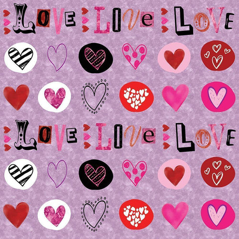 Love Love Love Pattern III Gold Ornate Wood Framed Art Print with Double Matting by ND Art