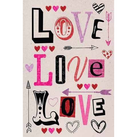 Love Love Love II Black Modern Wood Framed Art Print by ND Art