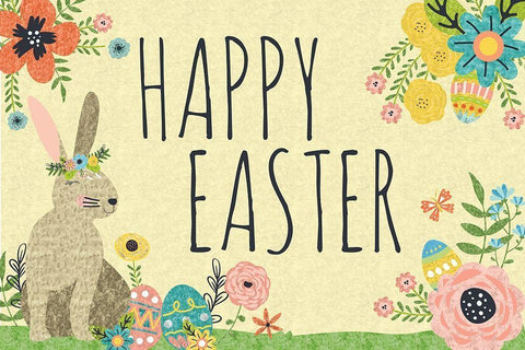Easter Wishes Black Ornate Wood Framed Art Print with Double Matting by ND Art