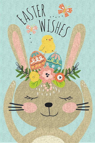 Easter Wishes III White Modern Wood Framed Art Print with Double Matting by ND Art