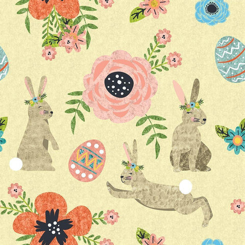 Easter Wishes Pattern II Black Ornate Wood Framed Art Print with Double Matting by ND Art