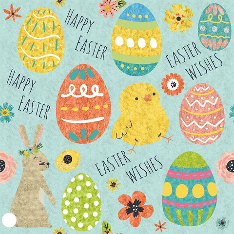 Easter Wishes Pattern III White Modern Wood Framed Art Print with Double Matting by ND Art