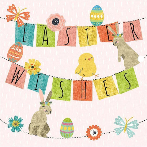Easter Wishes White Modern Wood Framed Art Print by ND Art
