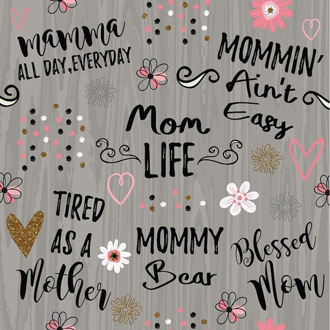 Best Mom Ever Pattern I Gold Ornate Wood Framed Art Print with Double Matting by ND Art