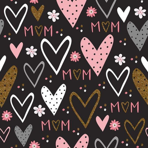 Best Mom Ever Pattern II White Modern Wood Framed Art Print with Double Matting by ND Art