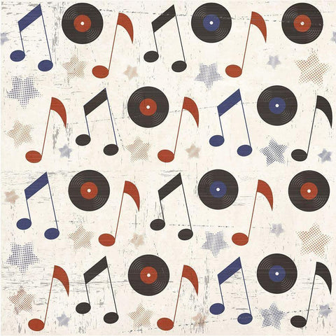 Rock and Roll Americana Pattern III White Modern Wood Framed Art Print by ND Art