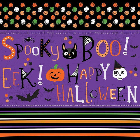 Spooky Buddies Pattern III Black Ornate Wood Framed Art Print with Double Matting by ND Art