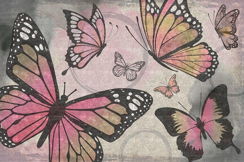 Butterflies I Black Ornate Wood Framed Art Print with Double Matting by ND Art