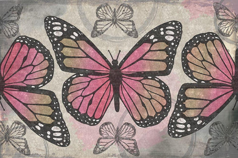 Butterflies II White Modern Wood Framed Art Print with Double Matting by ND Art