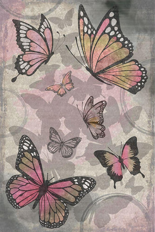 Butterflies III White Modern Wood Framed Art Print with Double Matting by ND Art