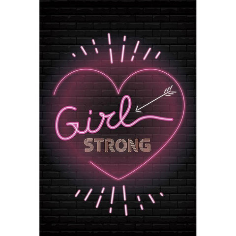 Girl Strong Black Modern Wood Framed Art Print with Double Matting by ND Art