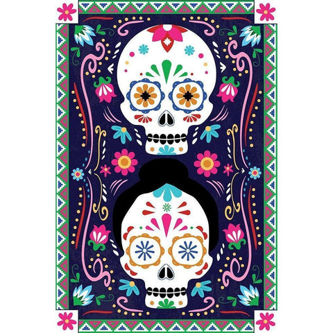 Day of the Dead White Modern Wood Framed Art Print by ND Art