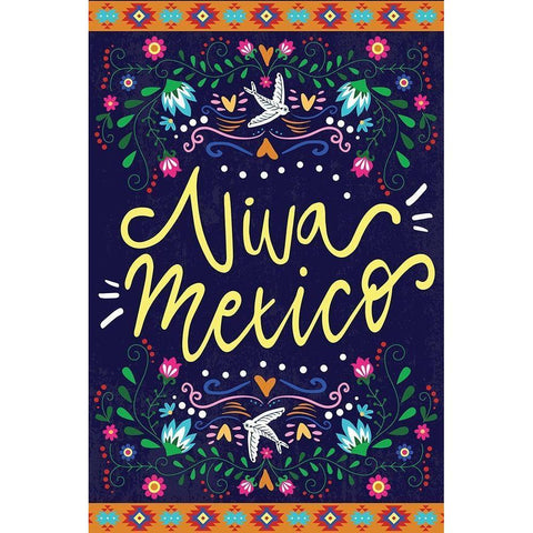 Viva Mexico White Modern Wood Framed Art Print by ND Art