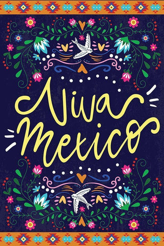 Viva Mexico Black Ornate Wood Framed Art Print with Double Matting by ND Art