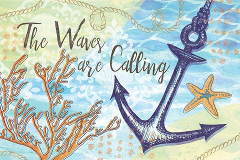 The Waves are Calling Black Ornate Wood Framed Art Print with Double Matting by ND Art