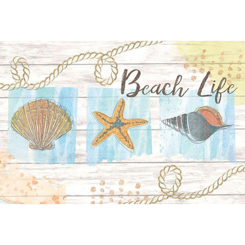 Beach Life Black Modern Wood Framed Art Print with Double Matting by ND Art