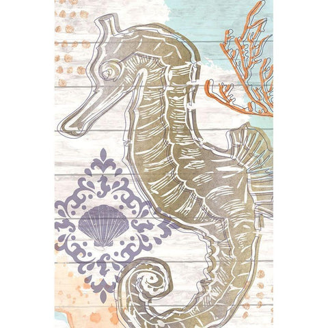Sea Horse Black Modern Wood Framed Art Print by ND Art