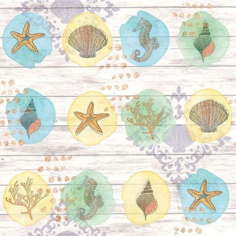 Coastal Shores Pattern II White Modern Wood Framed Art Print with Double Matting by ND Art