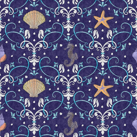 Coastal Shores Pattern III Black Modern Wood Framed Art Print with Double Matting by ND Art