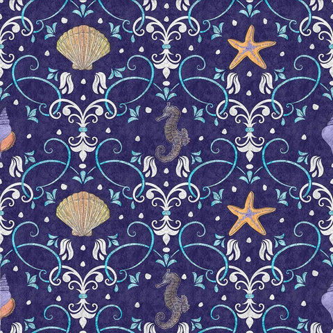 Coastal Shores Pattern III Black Ornate Wood Framed Art Print with Double Matting by ND Art