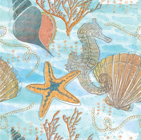 Coastal Shores Pattern IV Black Ornate Wood Framed Art Print with Double Matting by ND Art