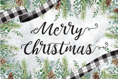 Merry Christmas White Modern Wood Framed Art Print with Double Matting by ND Art