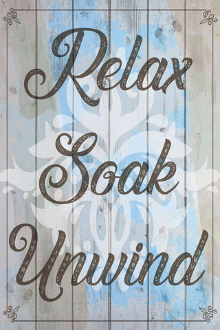 Relax, Soak, Unwind Black Ornate Wood Framed Art Print with Double Matting by ND Art