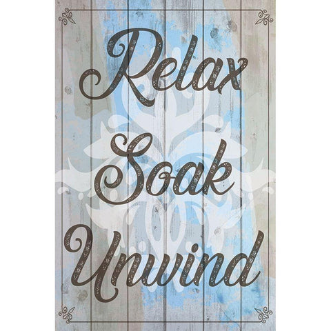 Relax, Soak, Unwind Gold Ornate Wood Framed Art Print with Double Matting by ND Art