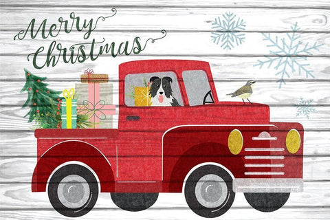 Merry Christmas White Modern Wood Framed Art Print with Double Matting by ND Art
