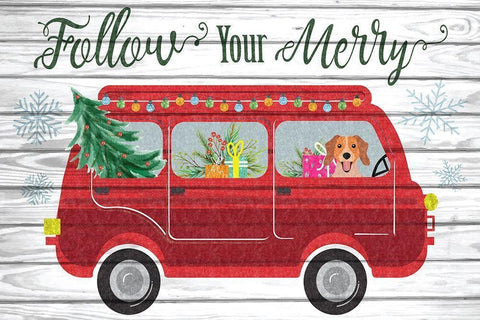 Follow Your Merry Black Ornate Wood Framed Art Print with Double Matting by ND Art