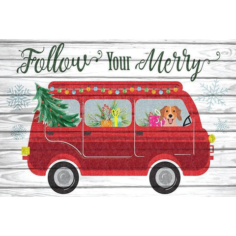 Follow Your Merry Gold Ornate Wood Framed Art Print with Double Matting by ND Art