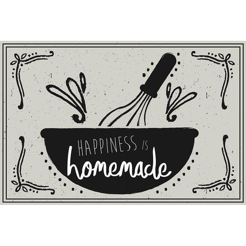 Happiness is Homemade Black Modern Wood Framed Art Print with Double Matting by ND Art