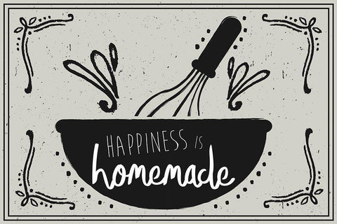 Happiness is Homemade Black Ornate Wood Framed Art Print with Double Matting by ND Art