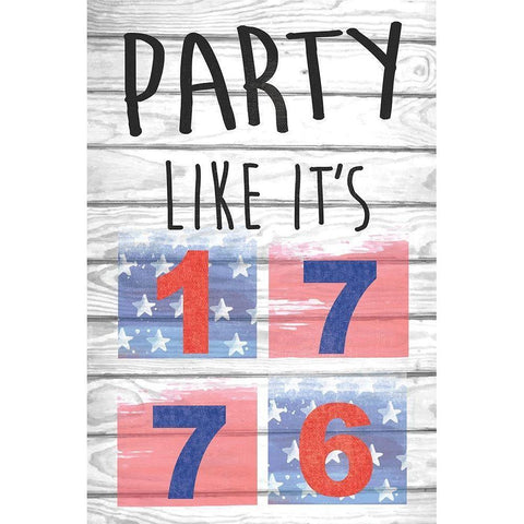 Party Like its 1776 White Modern Wood Framed Art Print by ND Art