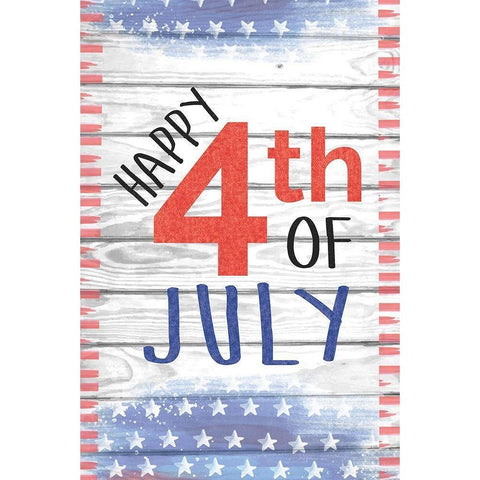 Happy 4th of July White Modern Wood Framed Art Print by ND Art