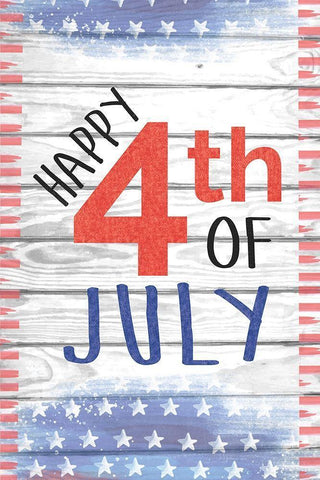 Happy 4th of July White Modern Wood Framed Art Print with Double Matting by ND Art